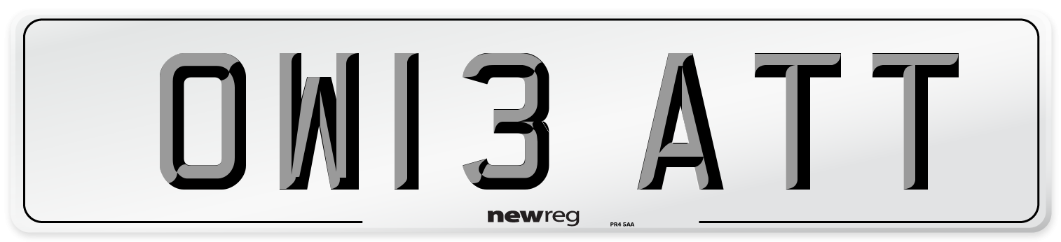 OW13 ATT Number Plate from New Reg
